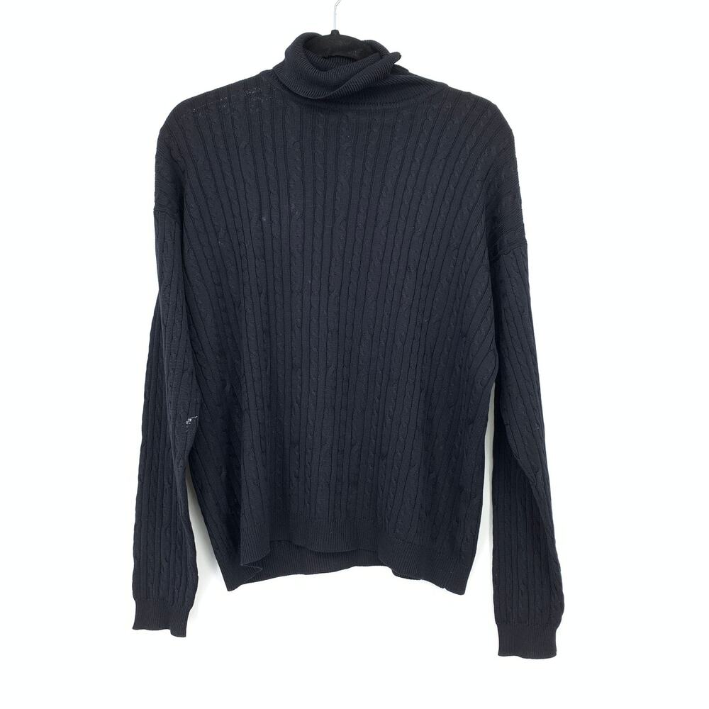 Barry Bricken Silk Turtleneck Long Sleeve Sweater Womens Size Medium Black